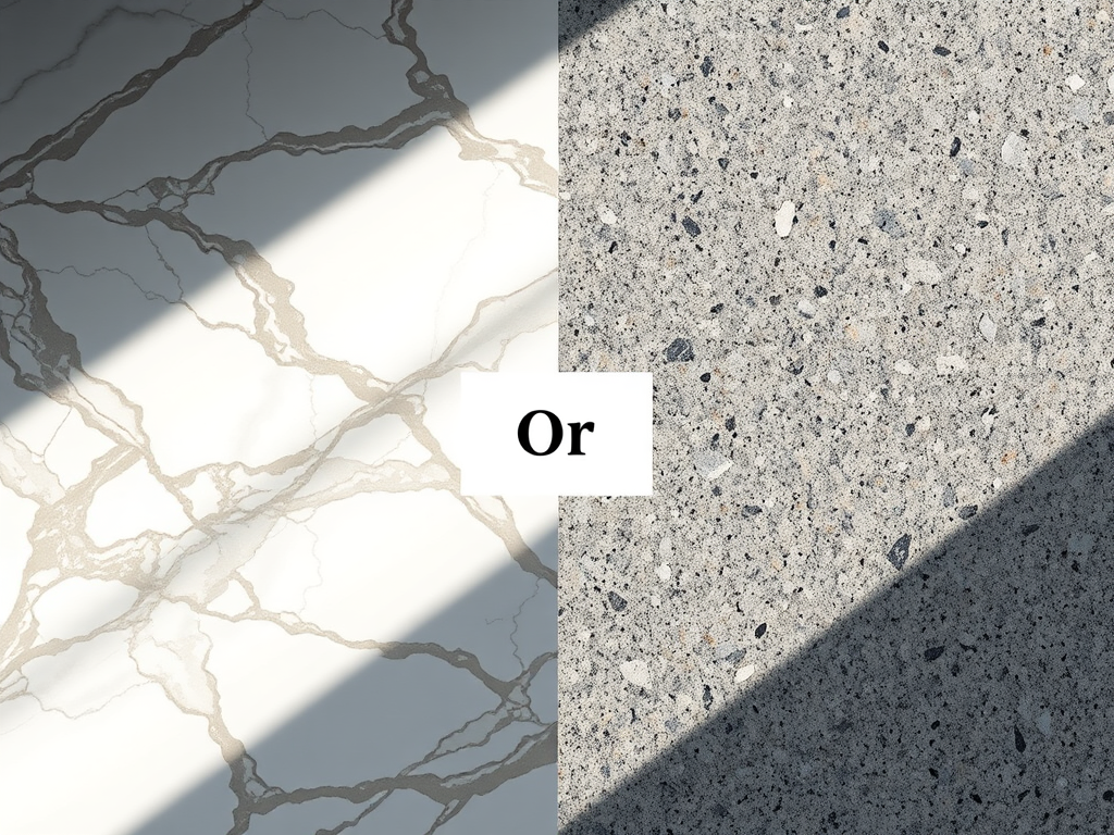 Ilustrasi slab Marmer vs Granit