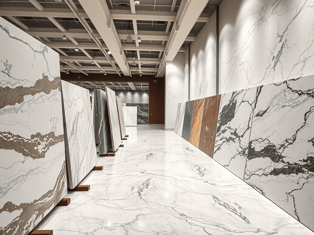 Ilustrasi toko batu marmer dan granit