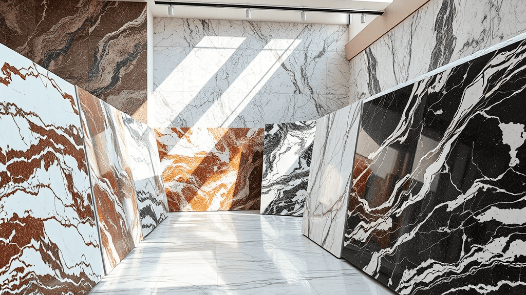 Ilustrasi toko batu marmer dan granit