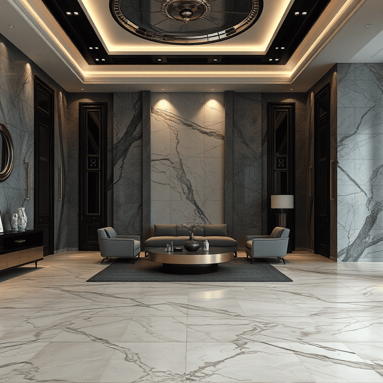 Ilustrasi lantai marmer Calacatta Oro