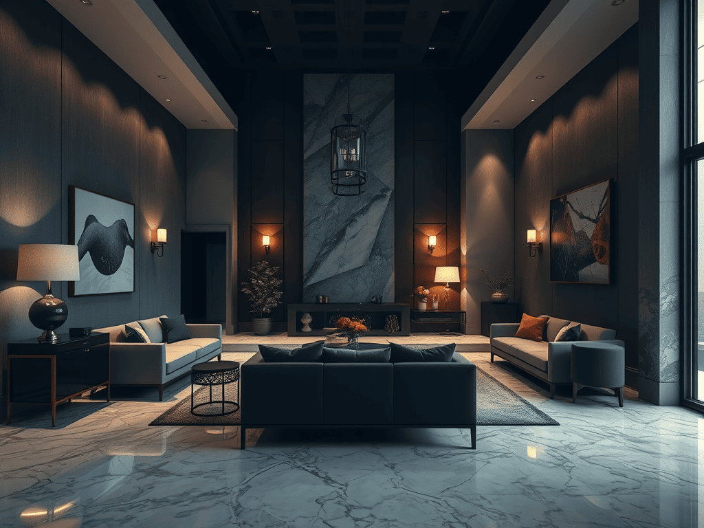 Ilustrasi lantai marmer Statuario Venato