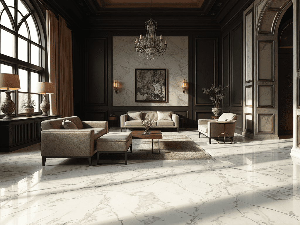 Ilustrasi lantai marmer Calacatta