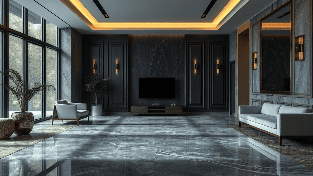 Ilustrasi lantai marmer Grigio Carnico