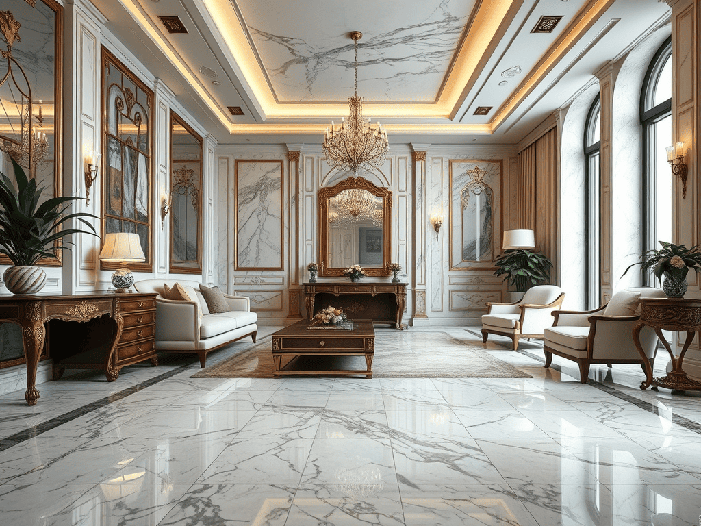 Ilustrasi lantai marmer Statuario