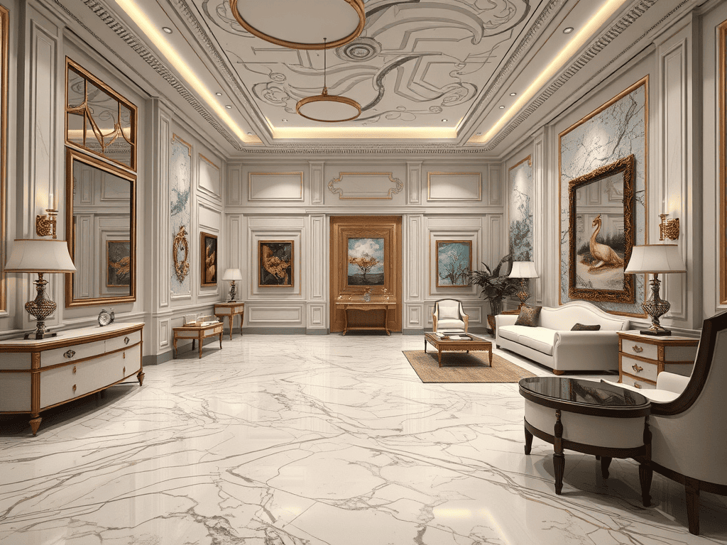 Ilustrasi lantai marmer Calacatta