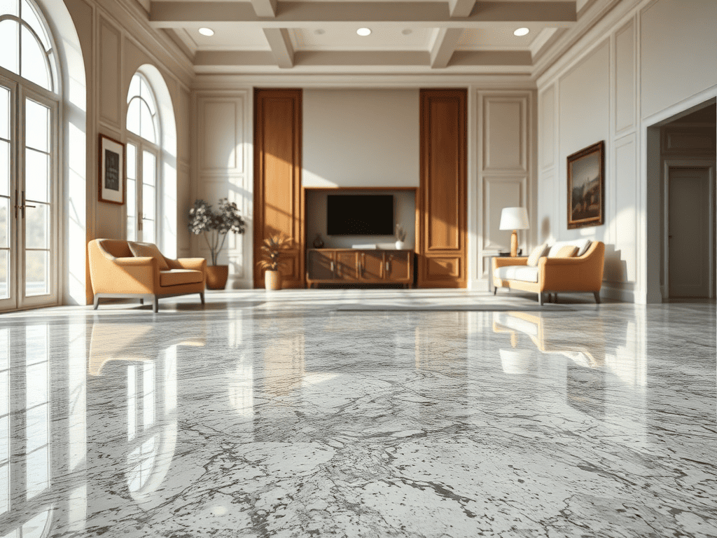 Ilustrasi Lantai Granit White Galaxy