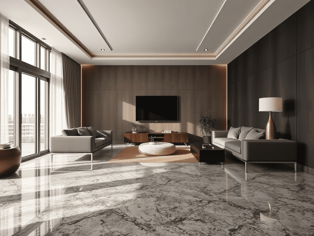 Ilustrasi Lantai granit Alaska White