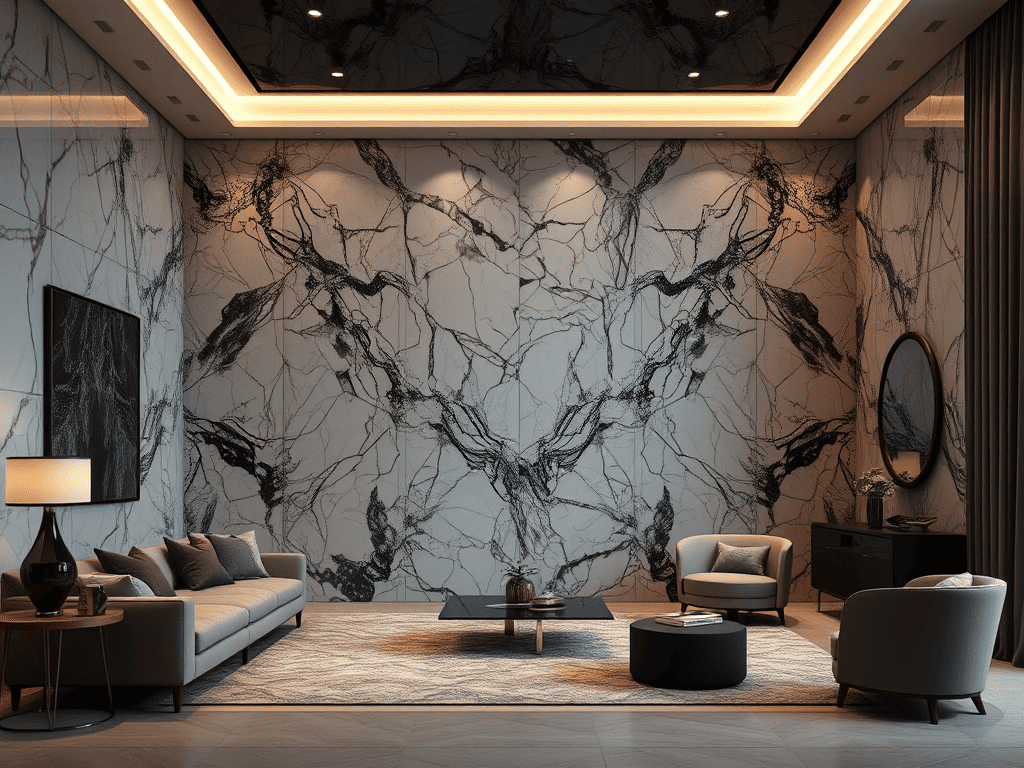 Ilustrasi dinding marmer Panda White