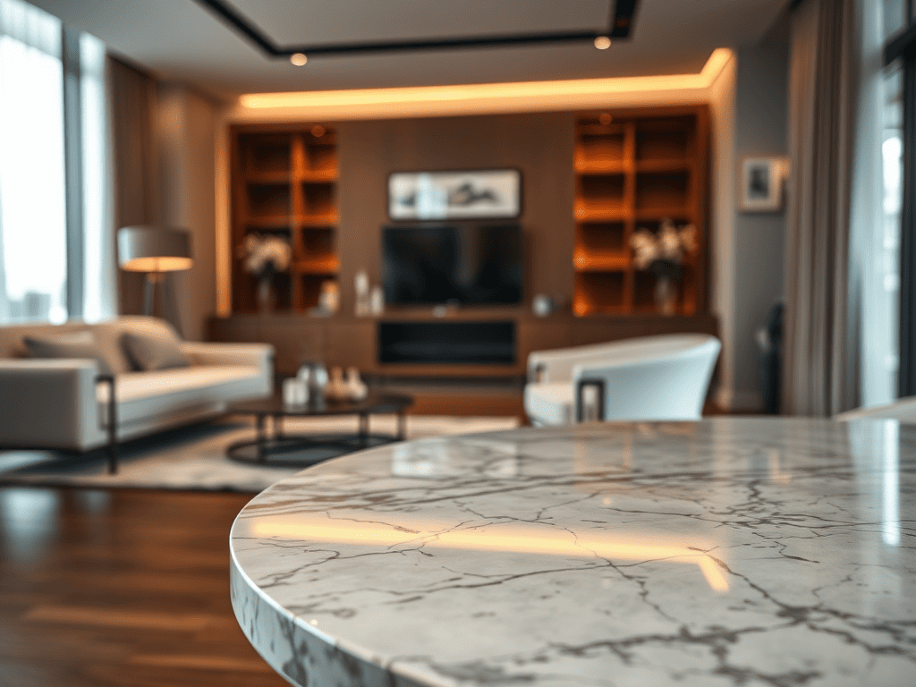 Ilustrasi meja marmer Calacatta Oro