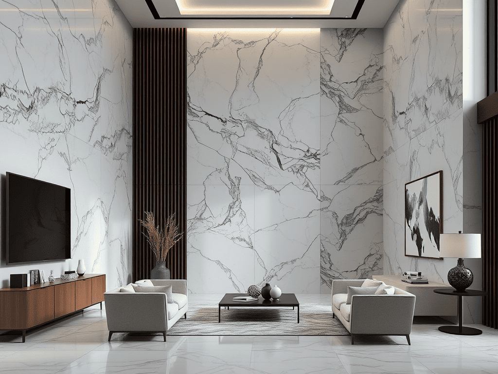 Ilustrasi Dinding Marmer Calacatta Oro