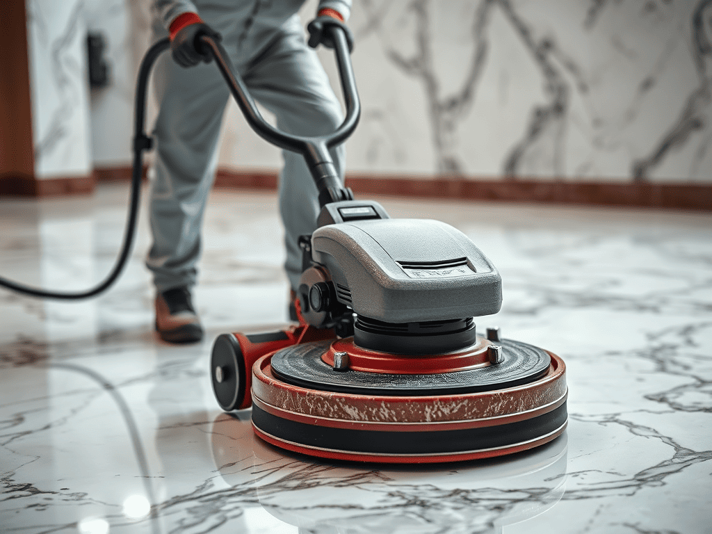 Ilustrasi teknisi poles Marmer Carrara