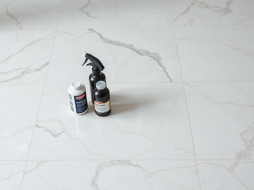 Ilustrasi lantai marmer dengan alat segel